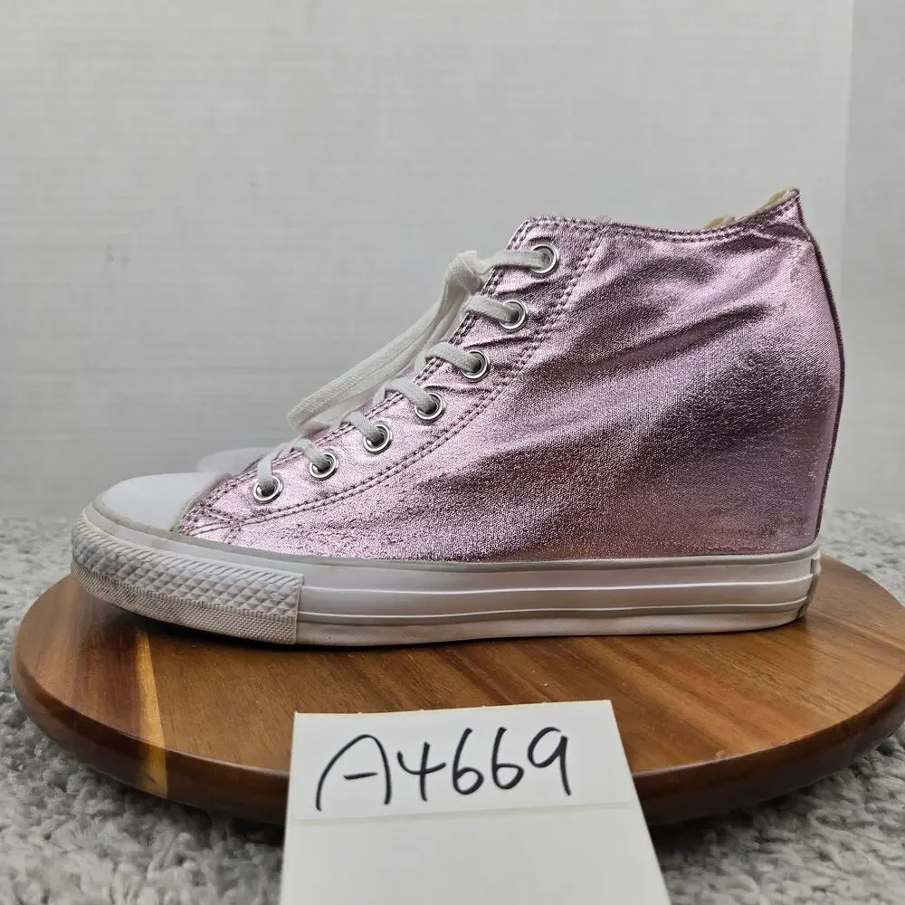 Converse Womens 11 CTAS All Star Lux Mid Hidden Wedge Metallic Pink Y2K Sneaker